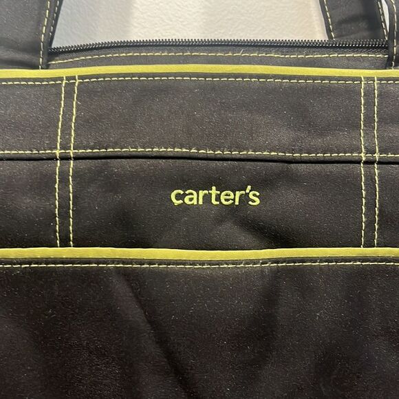Carter's Large Diaper Bag Black with Sage Green Stitching Baby Bag - Picture 2 of 9